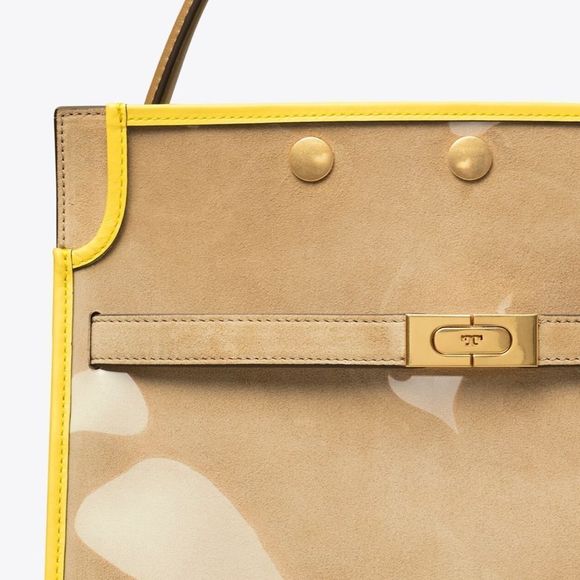 TORY BURCH LEE Radziwill Double Bag in Cream and Yellow with Rain Cover - Picture 8 of 12